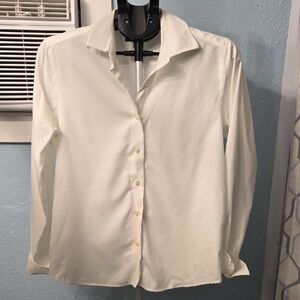 Lands' End Women's Cream Button-Down Shirt